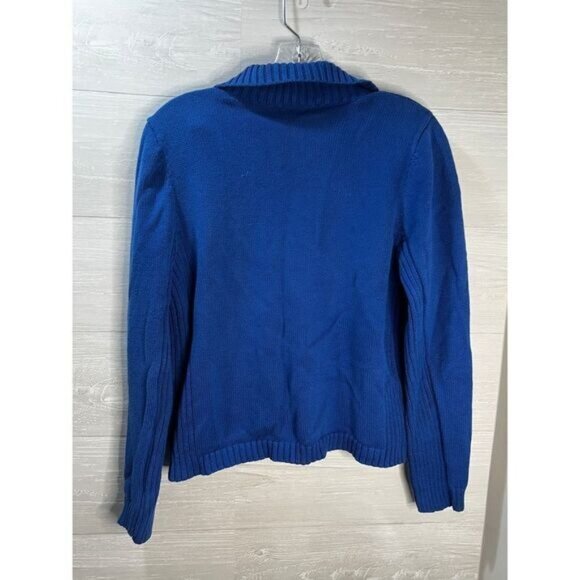 Christopher & Banks‎ Knit Sweater Crop Collared Royal Blue Small - Picture 2 of 4